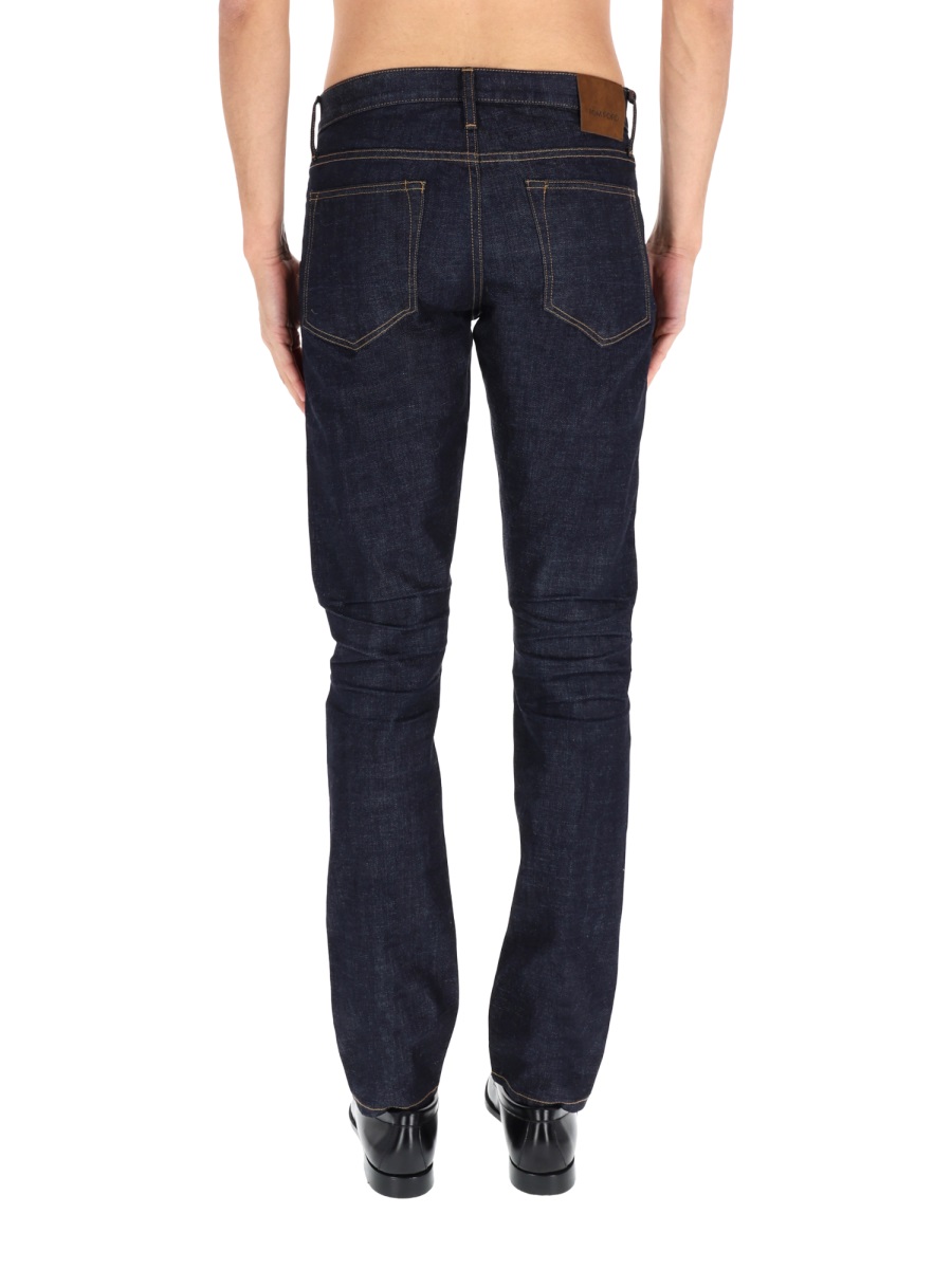 Tom Ford Dark Indigo Moleskin Straight-Leg Jeans Zwart