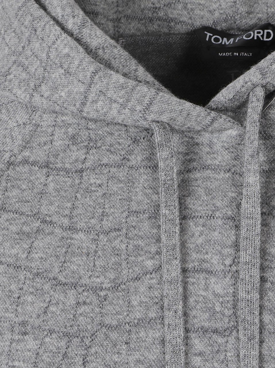 Tom Ford Cropped Knit Sweater with Textured Grid Pattern Grijs