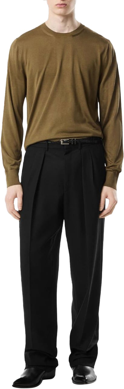 Tom Ford FLUID SILK CREWNECK ARMY GREEN Groen