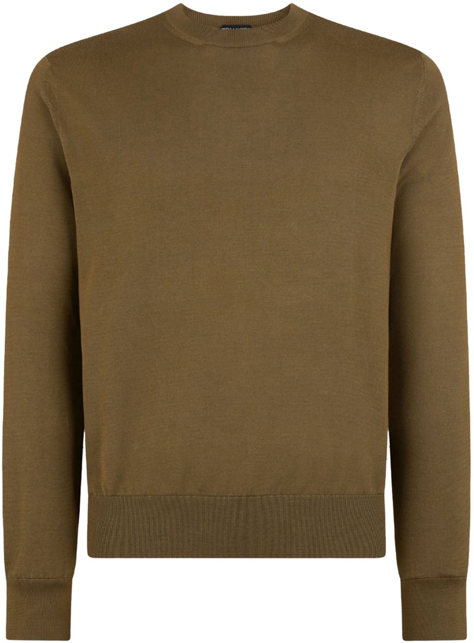 Tom Ford FLUID SILK CREWNECK ARMY GREEN Groen