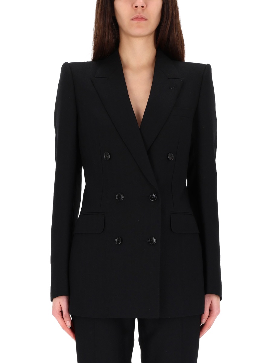 Tom Ford Black Tailored Double-Breasted Blazer Zwart