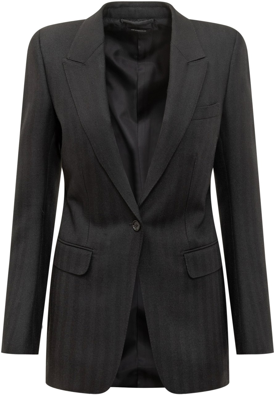 Tom Ford Tom Ford Blazer Nero in Lana con Un Bottone Zwart