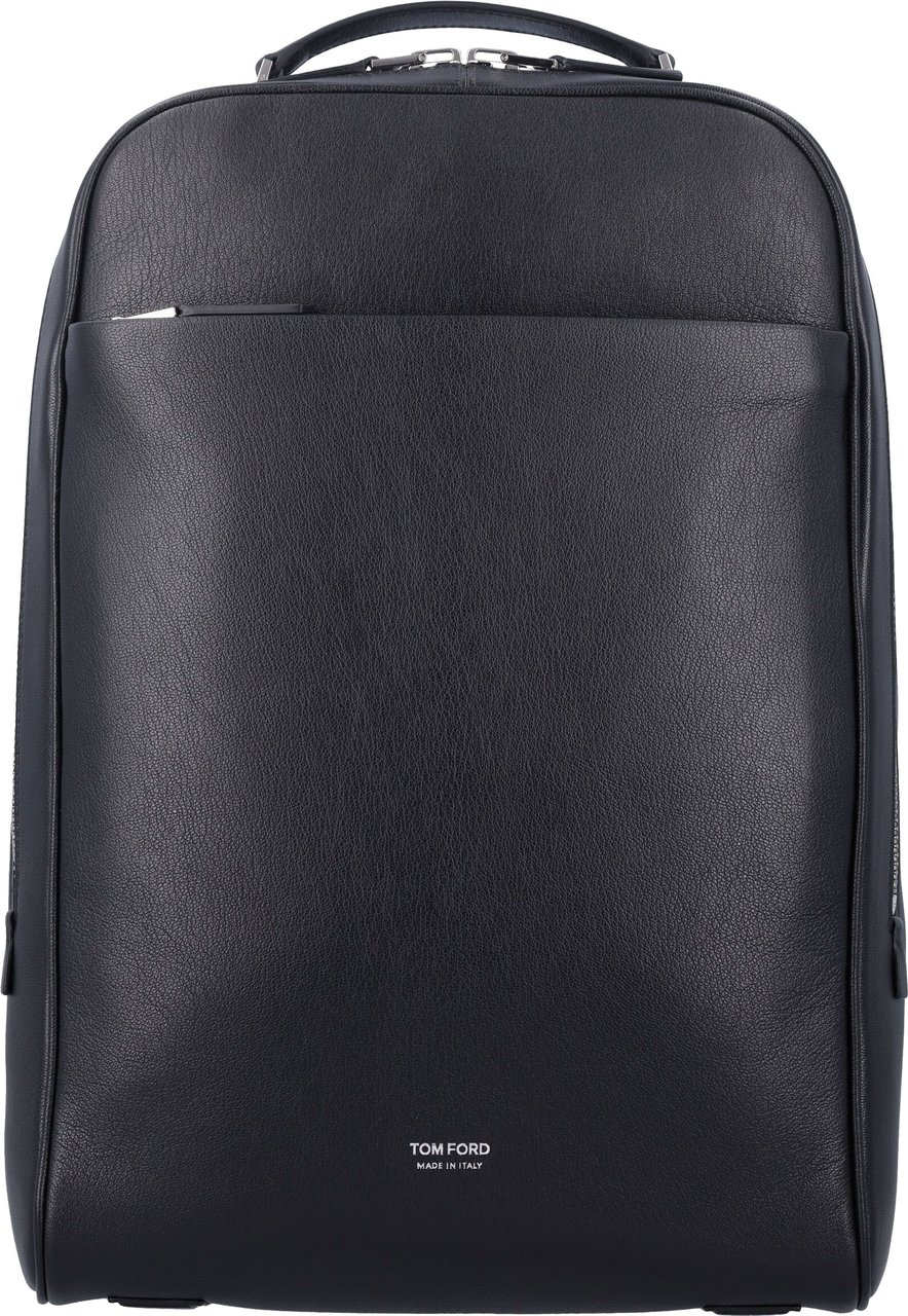 Tom Ford Supple Grain Leather Classic Backpack Nero Zwart