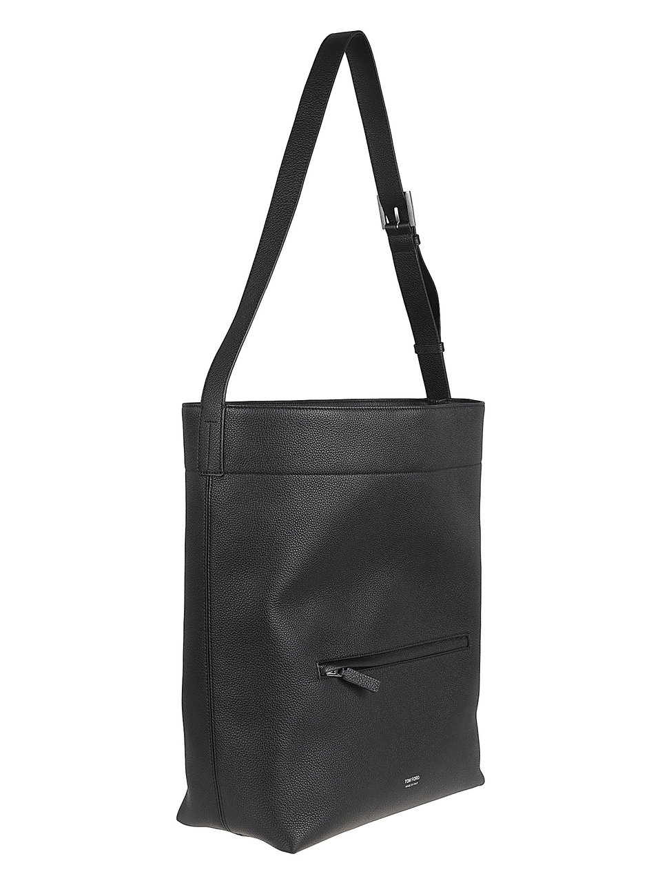 Tom Ford Structured Black Shopping Bag with Adjustable Shoulder Strap Zwart