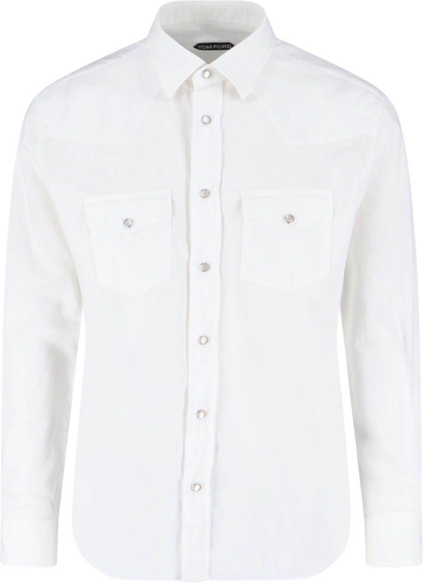 Tom Ford Structured White Shirt with Button-Down Front Wit