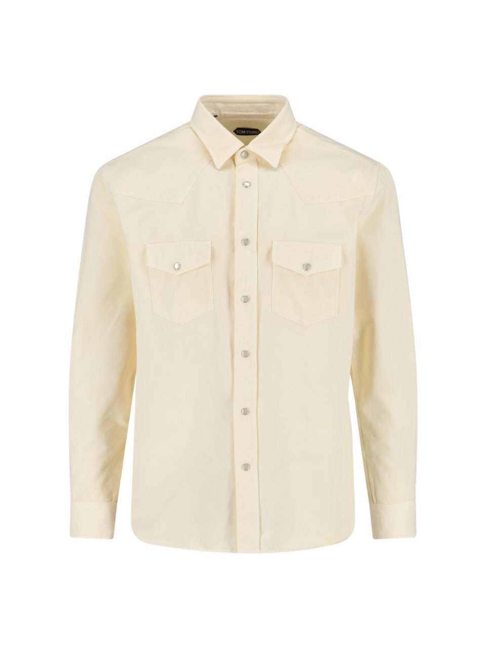 Tom Ford Tailored White Shirt With Structured Collar And Buttoned Cuffs Neutraal