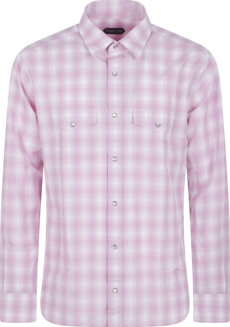 Tom Ford Check-Pattern Shirt with Chest Pockets Paars