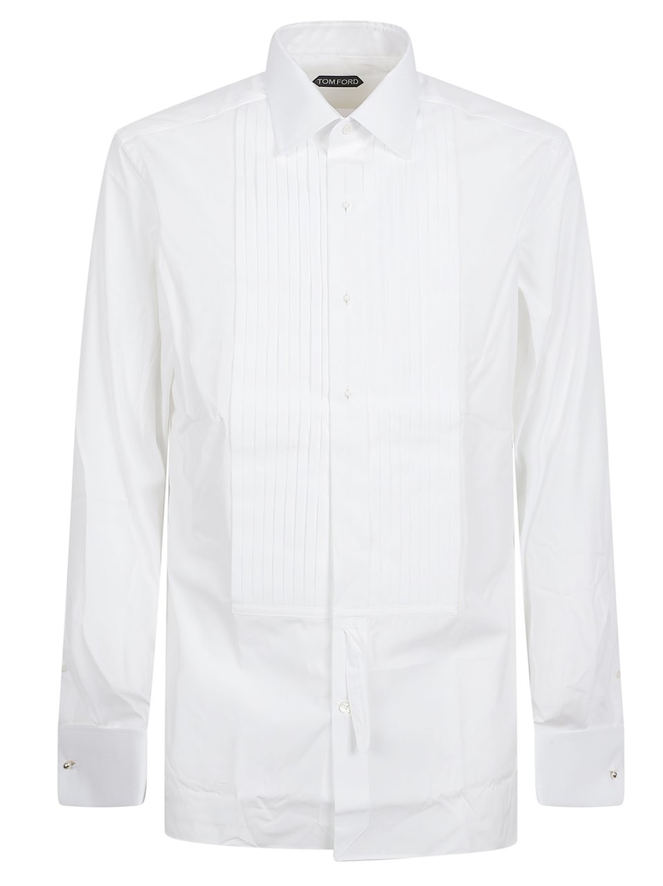 Tom Ford Classic Long-Sleeve Shirt with Pleated Front Panel and Pointed Collar Wit