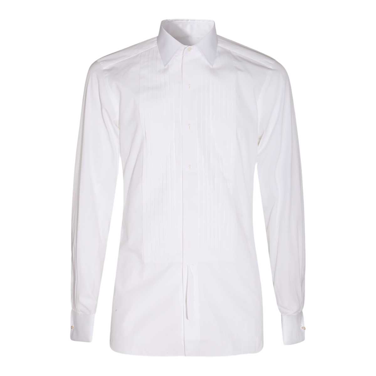 Tom Ford Long-Sleeve Formal Shirt with Subtle Pleated Placket Wit