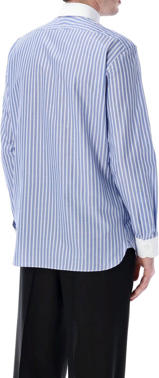 Tom Ford Shirt Striped Contrast Collar Blu Blauw