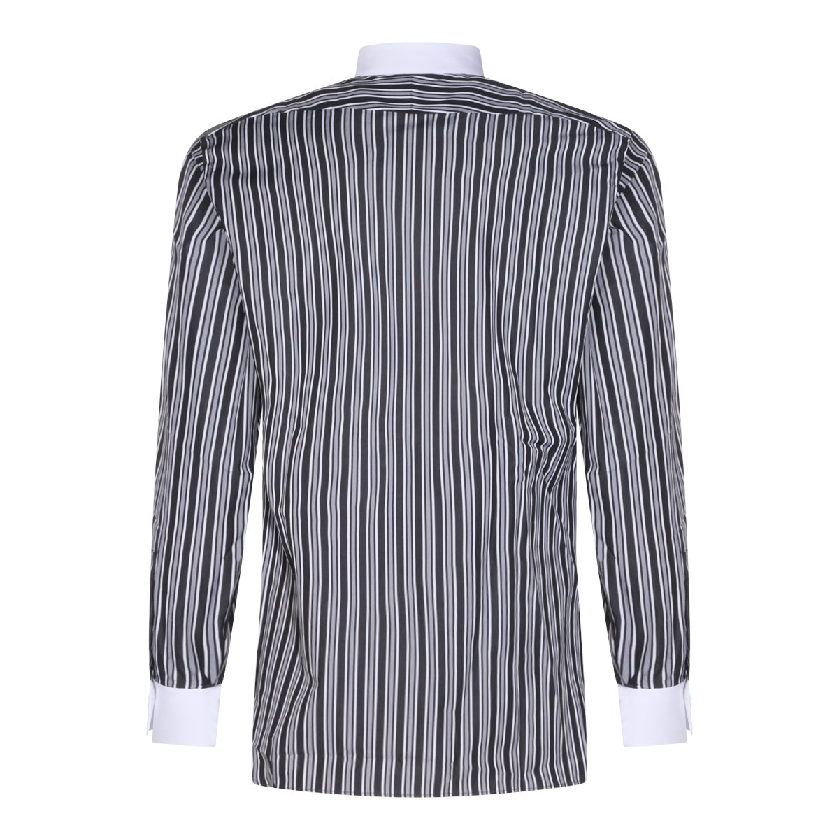 Tom Ford Vertical Striped Formal Shirt with Contrasting White Collar Grijs