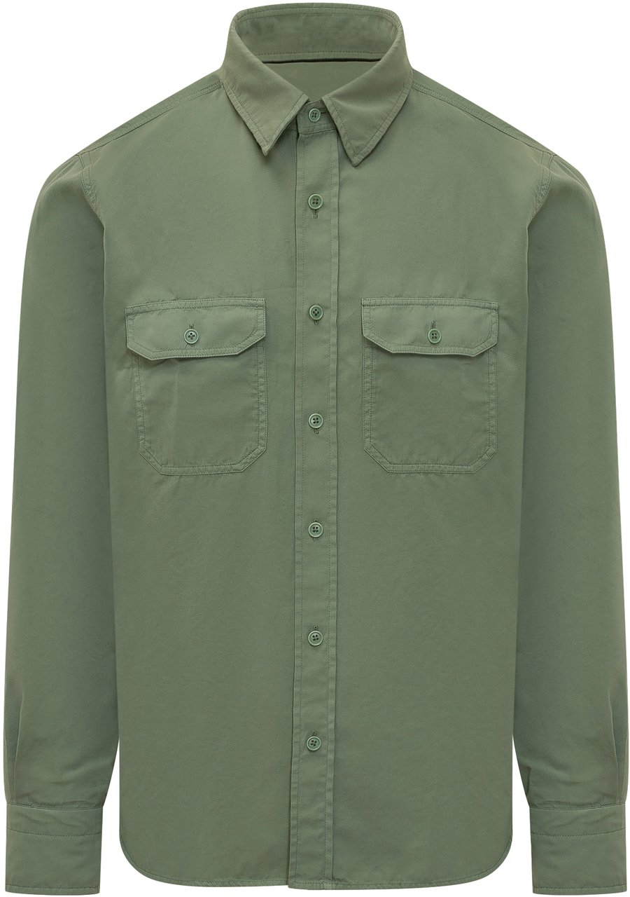 Tom Ford Camicia Military con Tasche Applicate Donkergroen