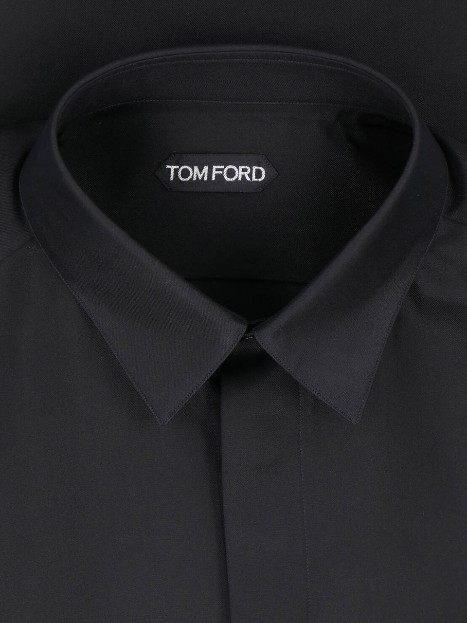 Tom Ford Black Classic Collar Silk Blend Shirt Zwart