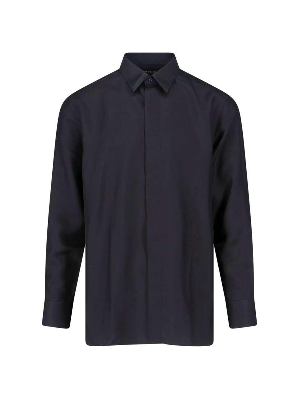 Tom Ford Black Classic Collar Silk Blend Shirt Zwart