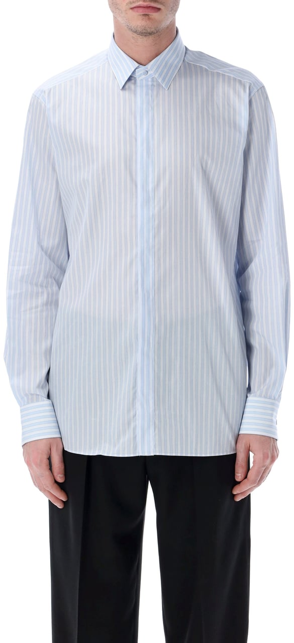 Tom Ford Shirt Striped Light Blue White Blauw