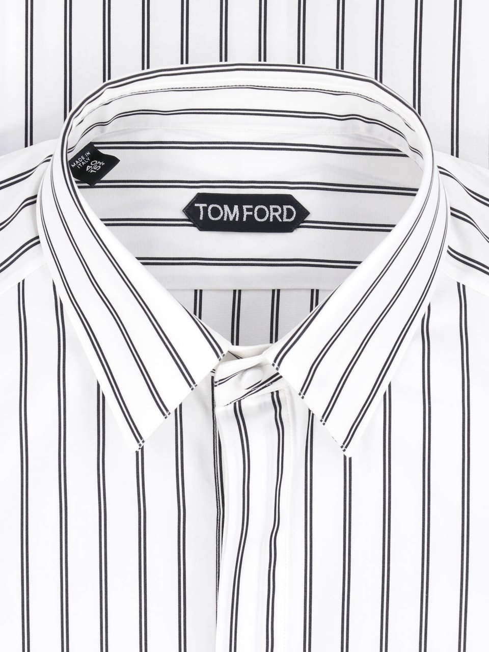 Tom Ford Vertical Striped Casual Shirt with Pointed Collar Wit