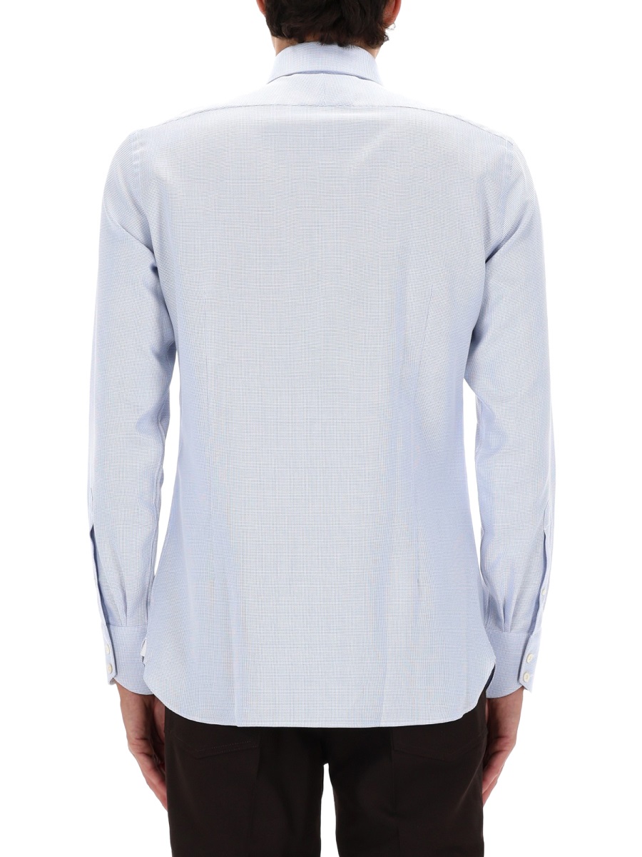 Tom Ford Blue Textured Cotton Mother-Of-Pearl Shirt Wit