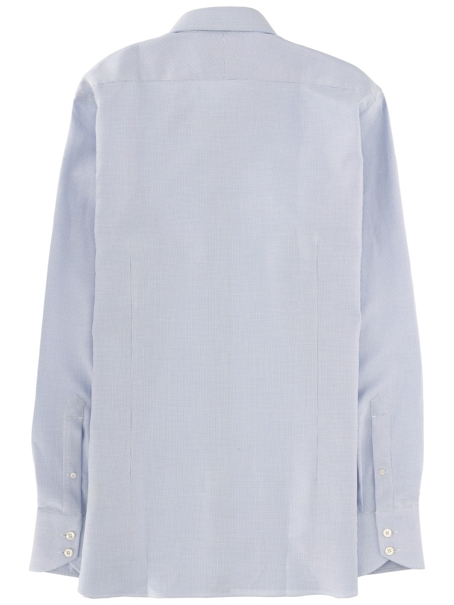 Tom Ford Blue Textured Cotton Mother-Of-Pearl Shirt Wit