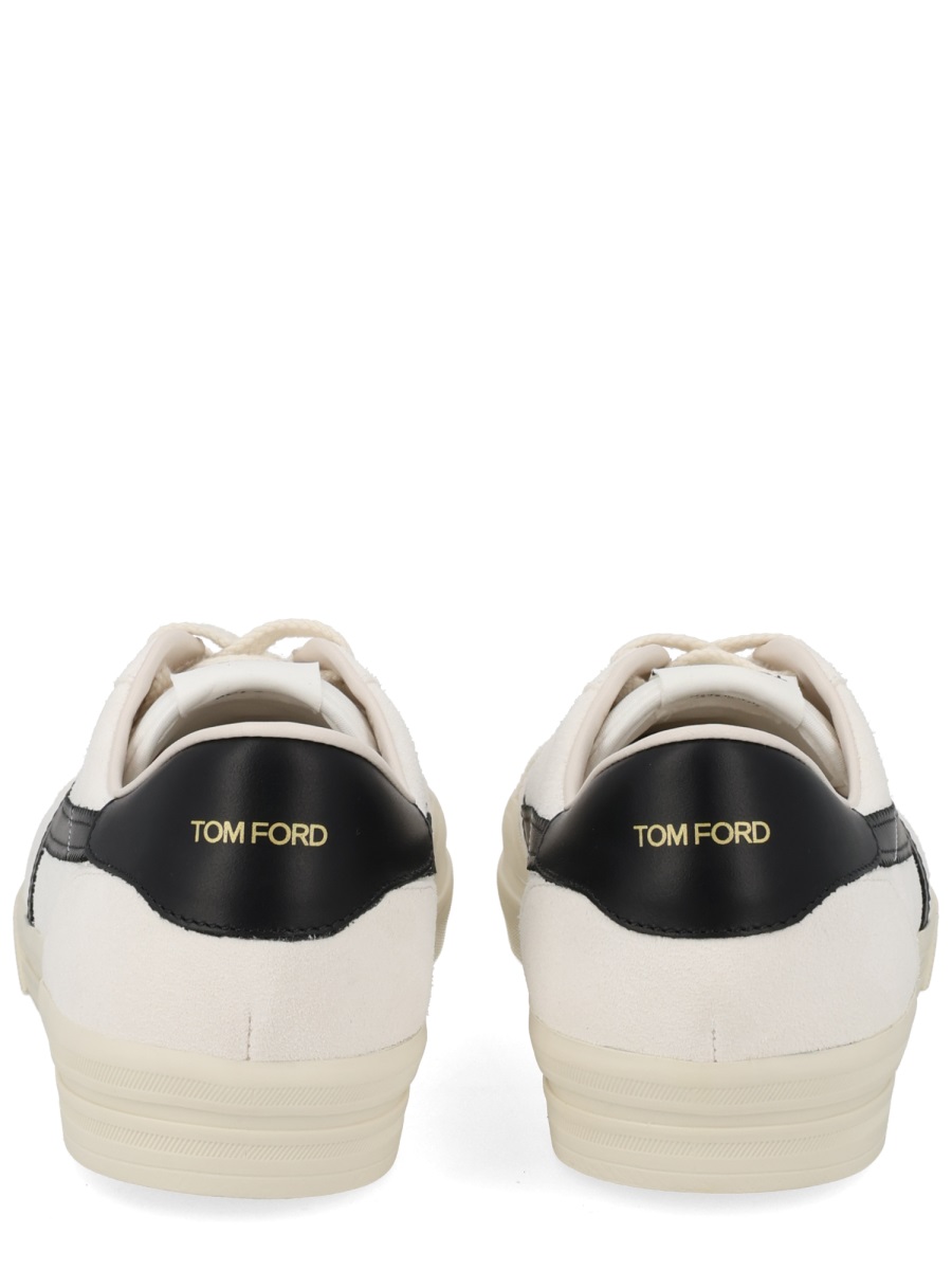Tom Ford Off-White Jarvis Zigzag Stripe Leather Sneakers Neutraal