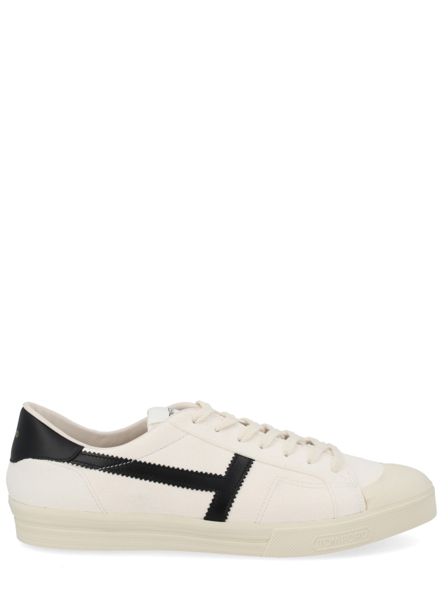 Tom Ford Off-White Jarvis Zigzag Stripe Leather Sneakers Neutraal