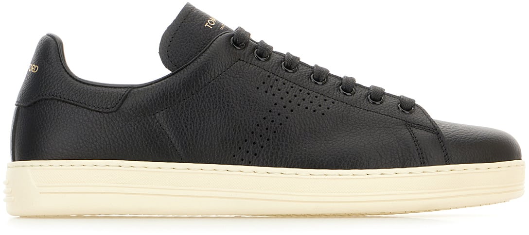 Tom Ford Black leather Warwick sneakers Zwart