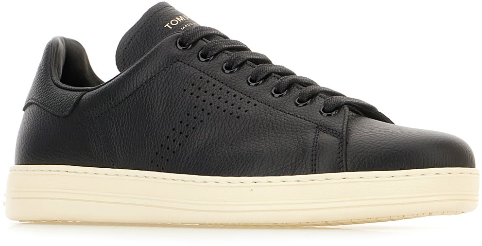 Tom Ford Black leather Warwick sneakers Zwart
