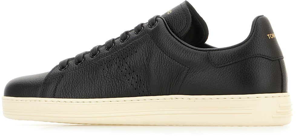 Tom Ford Black leather Warwick sneakers Zwart