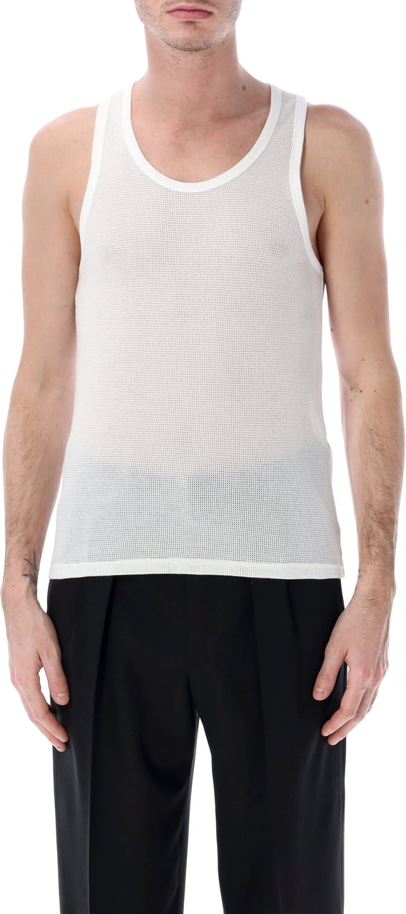 Tom Ford Tank Top Perforated Bianco Wit