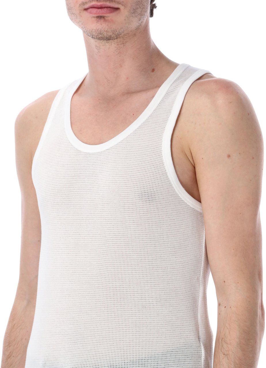 Tom Ford Tank Top Perforated Bianco Wit