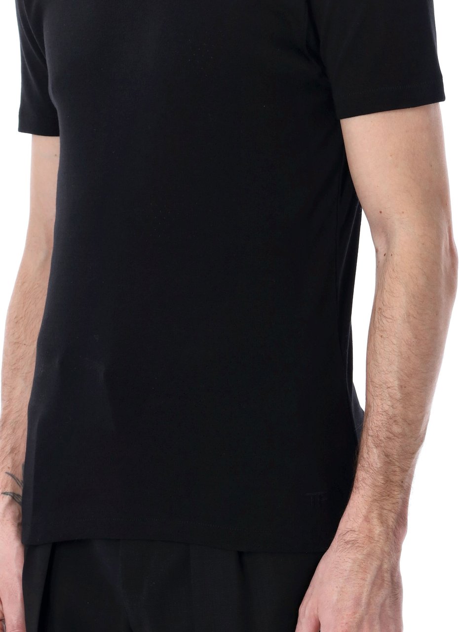 Tom Ford Short Sleeve Tee Perforated Nero Zwart