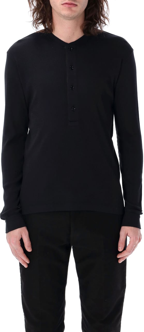 Tom Ford Long Sleeve Rib Serafino Nero Zwart