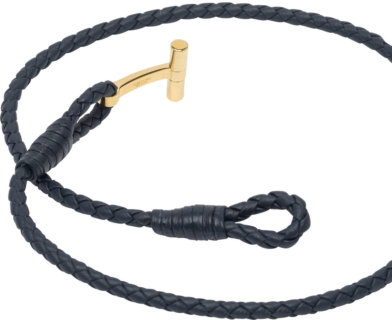 Tom Ford T-braided leather bracelet Blauw