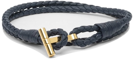 Tom Ford T-braided leather bracelet Blauw