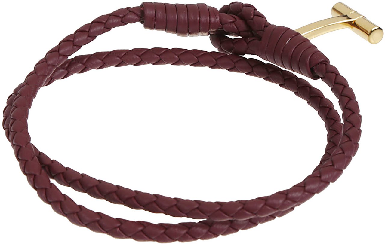 Tom Ford T Wrap Woven Bracelet Brown Bruin