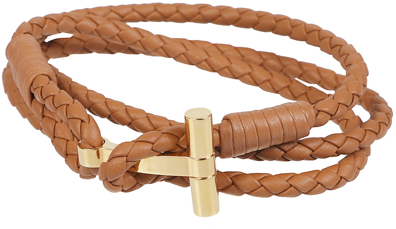 Tom Ford T Wrap Woven Bracelet Brown Bruin