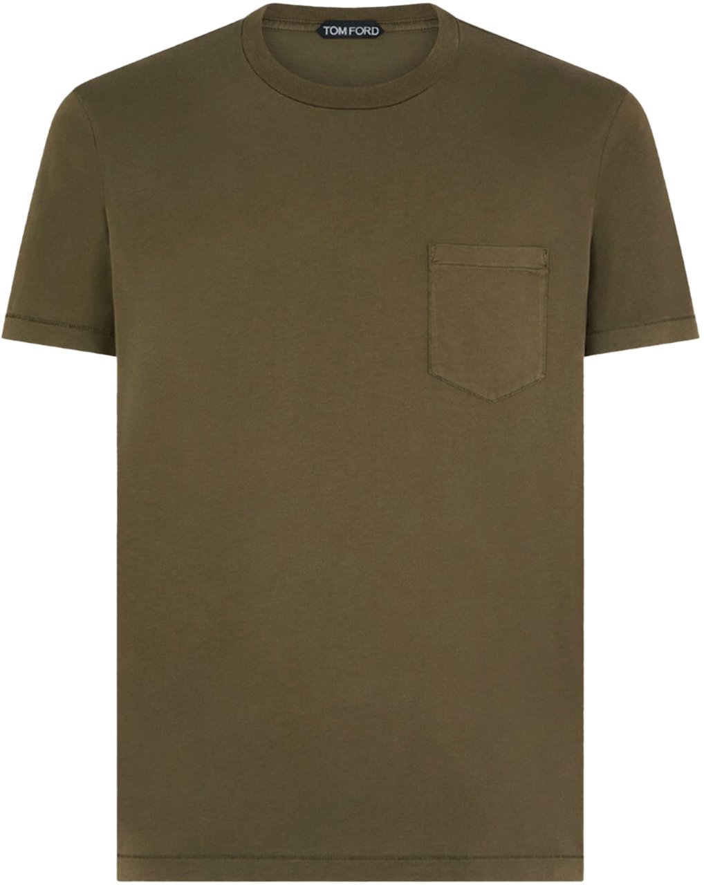 Tom Ford cotton silk ss crew neck military green Groen