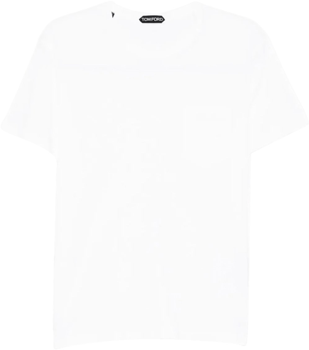 Tom Ford katoen zijde korte mouwen ronde hals Off White Wit