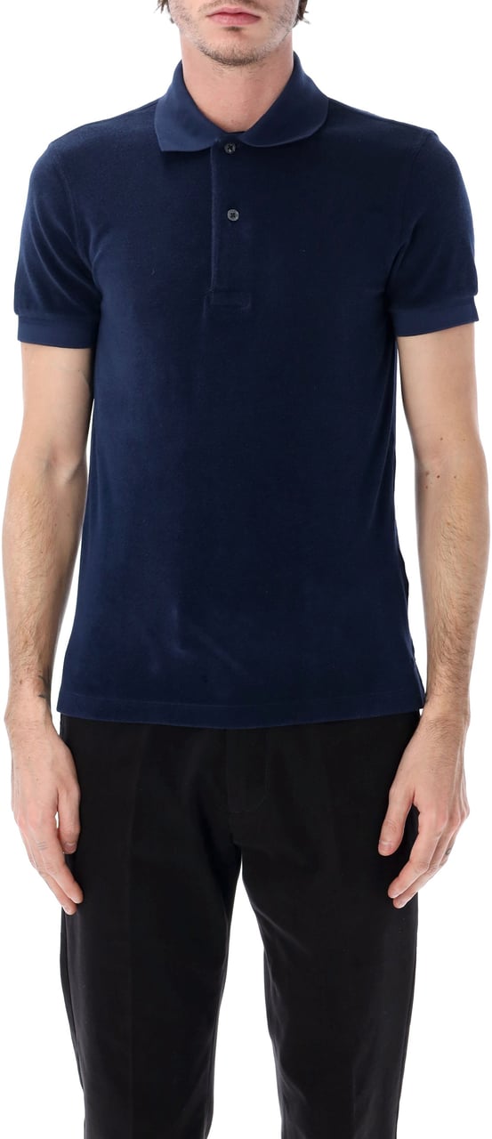 Tom Ford Tom Ford cotton-blend towelling polo Blauw