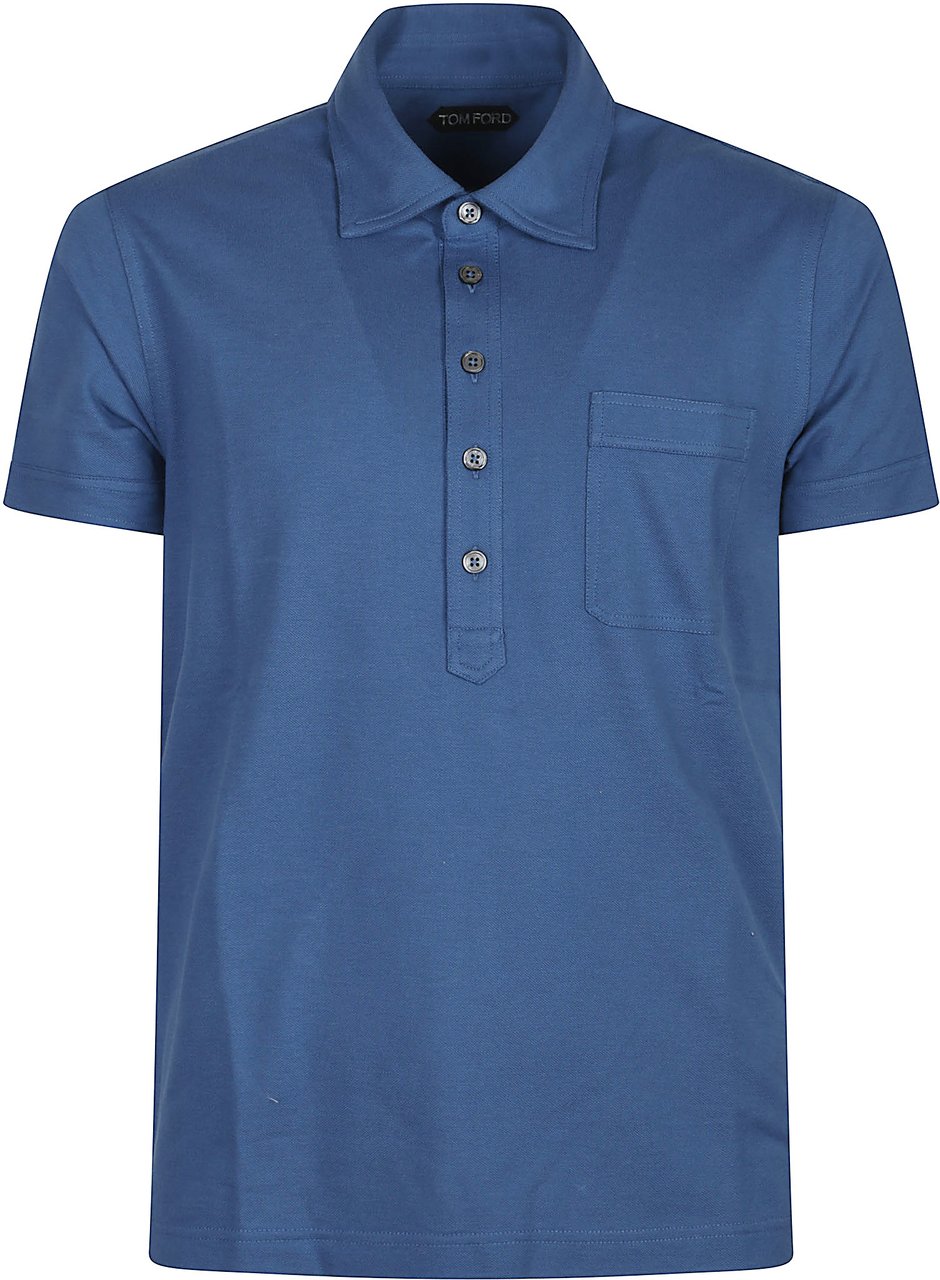 Tom Ford Short Sleeve Polo Shirt Blue Blauw