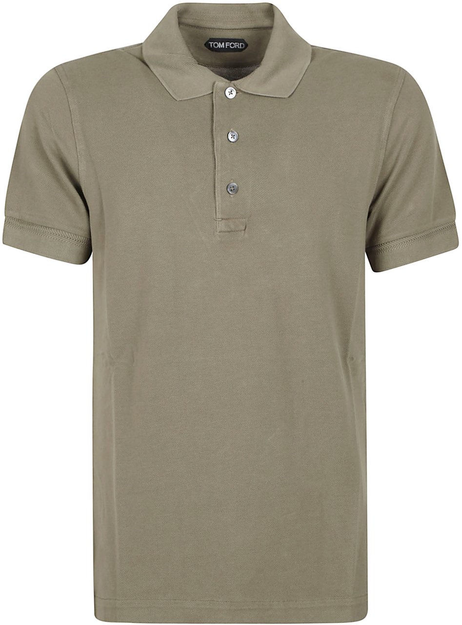 Tom Ford Piquet Short Sleeve Polo Shirt Green Groen