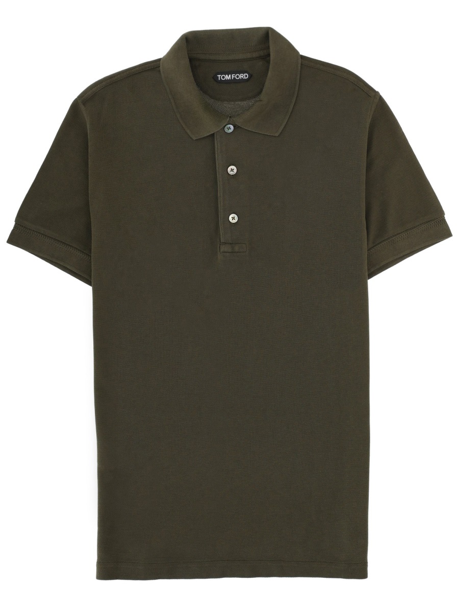Tom Ford Green Lyocell Blend Minimalist Polo Shirt Zwart