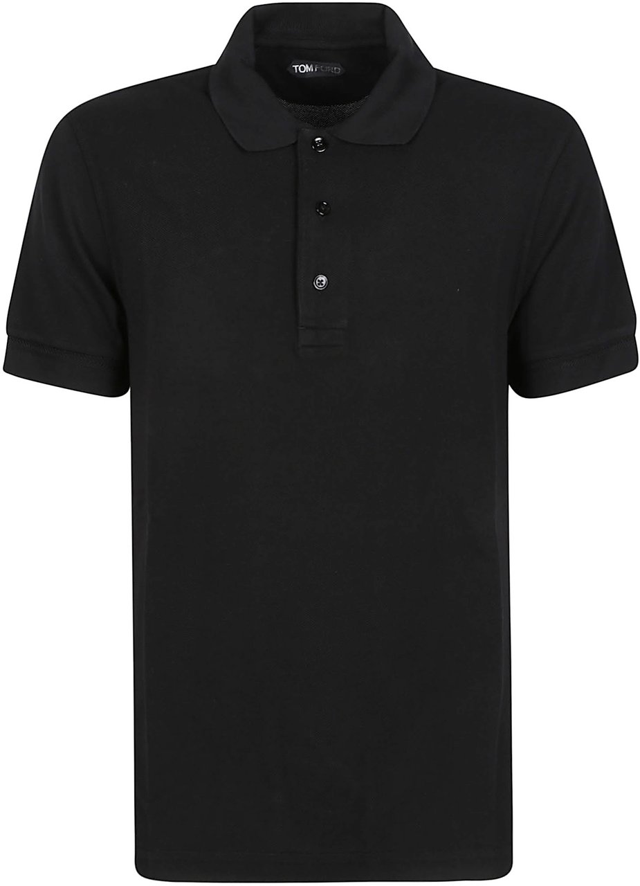 Tom Ford Piquet Short Sleeve Polo Shirt Black Zwart
