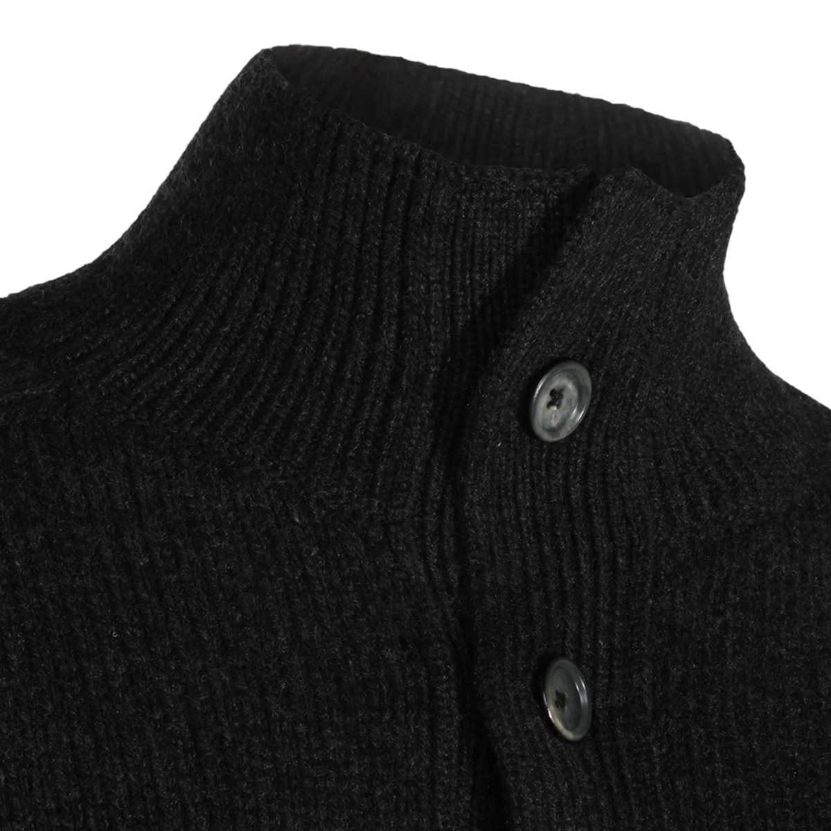 Tom Ford Black Knitted Sweater with Ribbed Collar Zwart