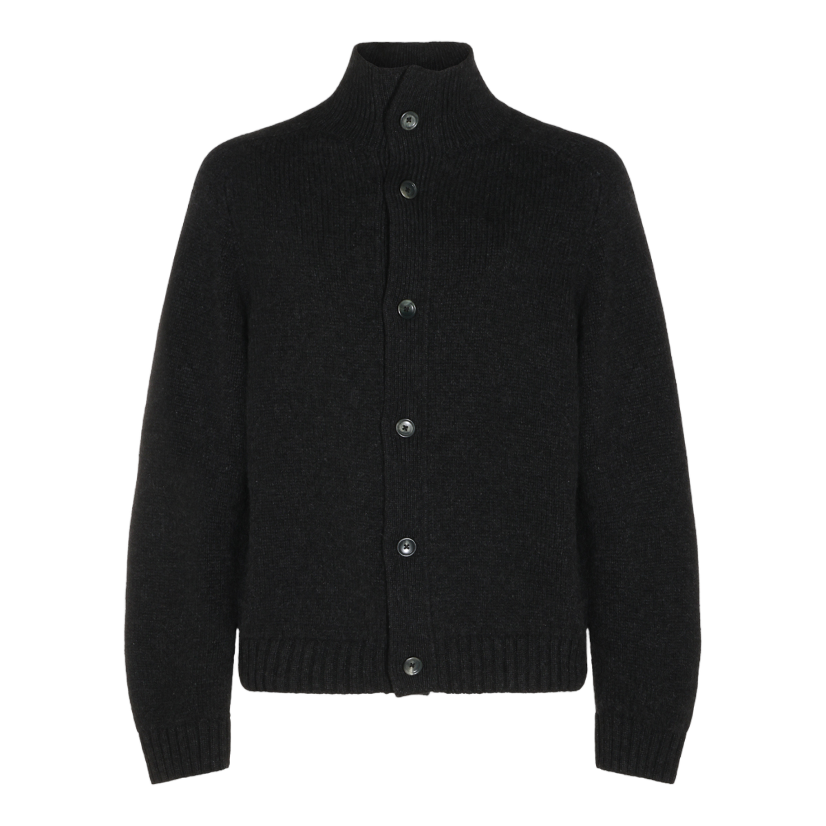 Tom Ford Black Knitted Sweater with Ribbed Collar Zwart
