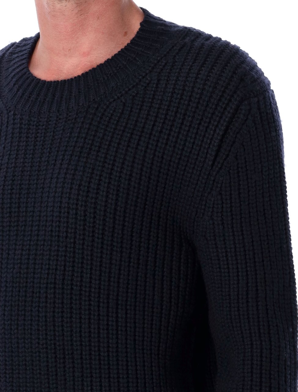Tom Ford Crew Neck Fisherman Wool Blu Blauw