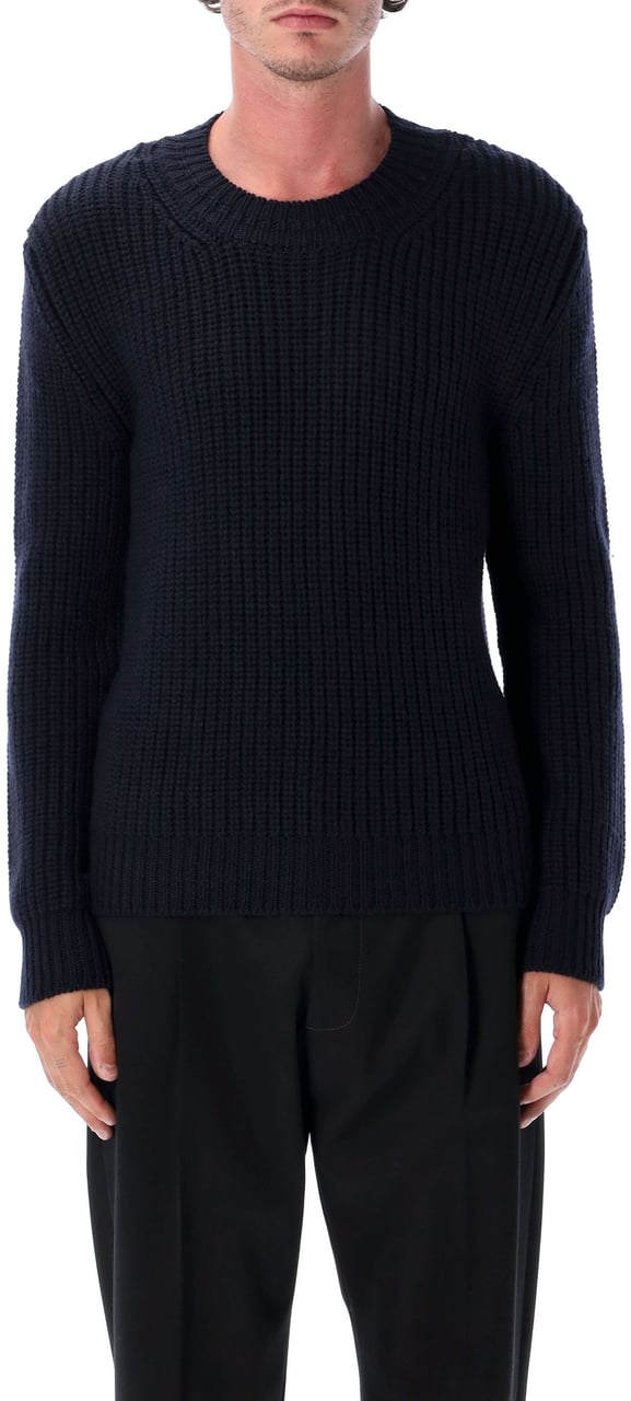 Tom Ford Crew Neck Fisherman Wool Blu Blauw