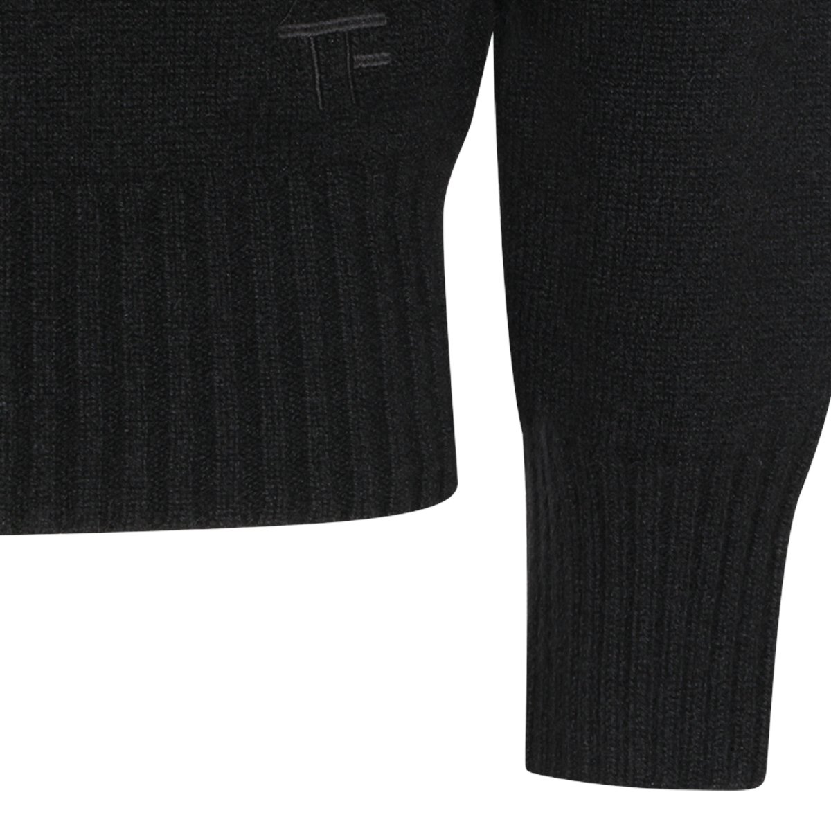 Tom Ford Hooded Black Sweater with Ribbed Cuffs Zwart