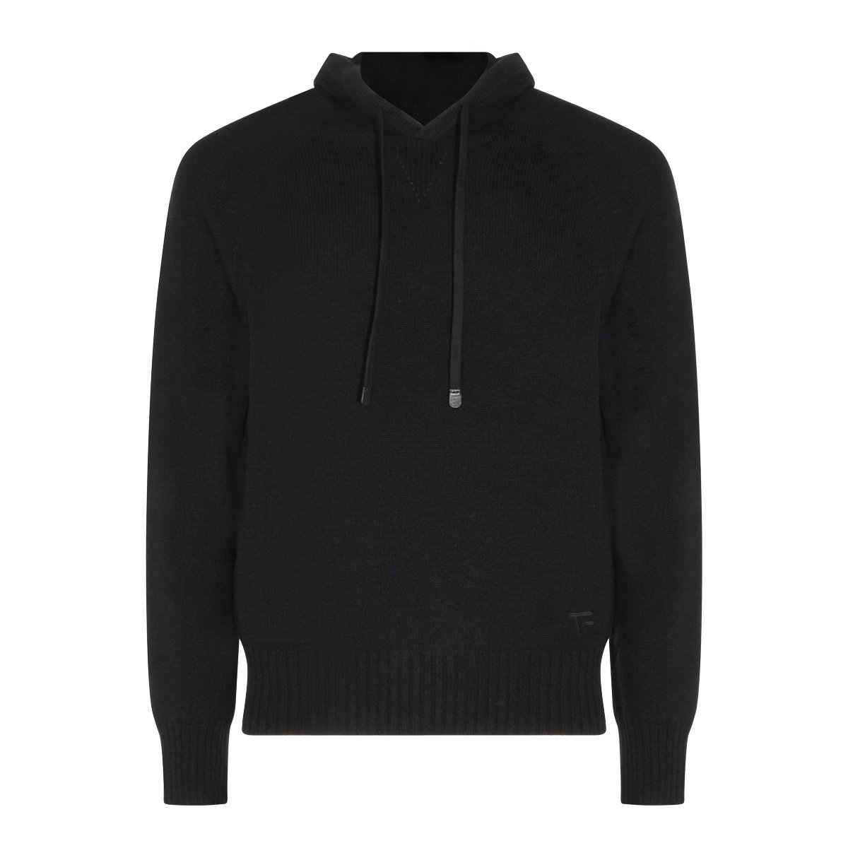 Tom Ford Hooded Black Sweater with Ribbed Cuffs Zwart