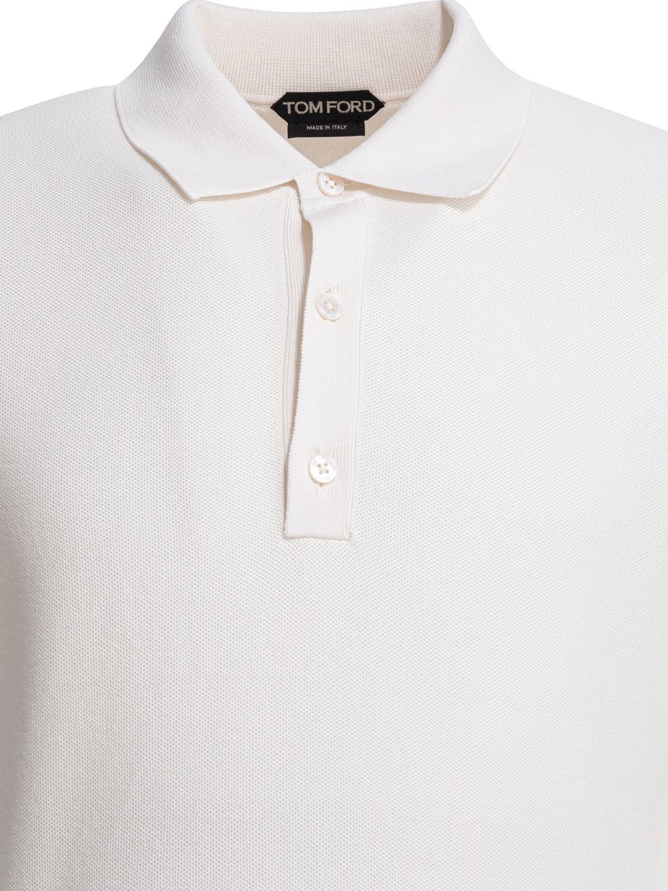 Tom Ford Silk and cotton pique polo shirt Wit