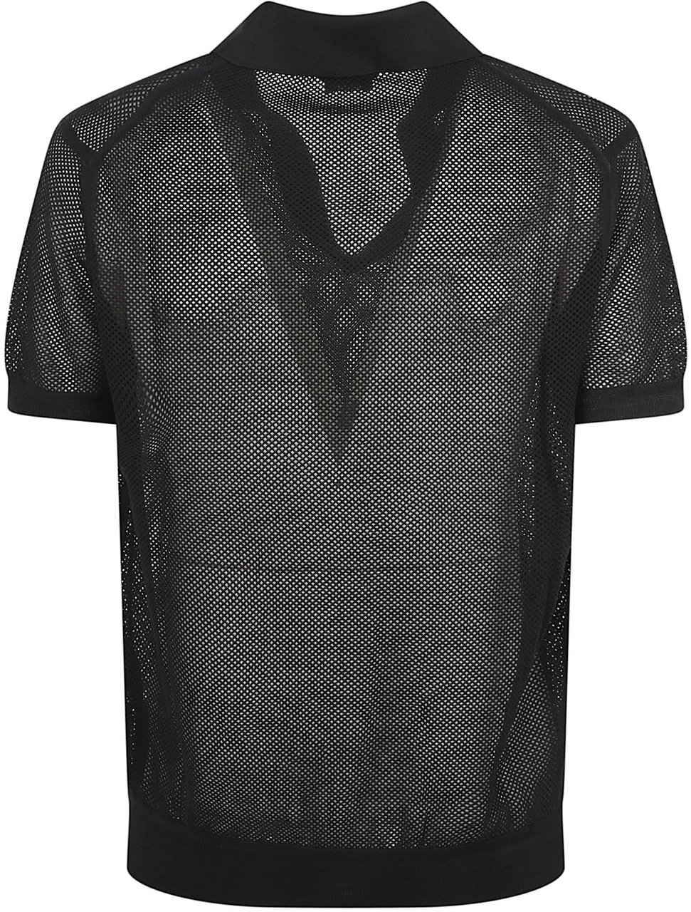 Tom Ford Semi-Transparent Black Polo Shirt Zwart